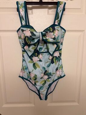 Bathing suit with sarong skirt